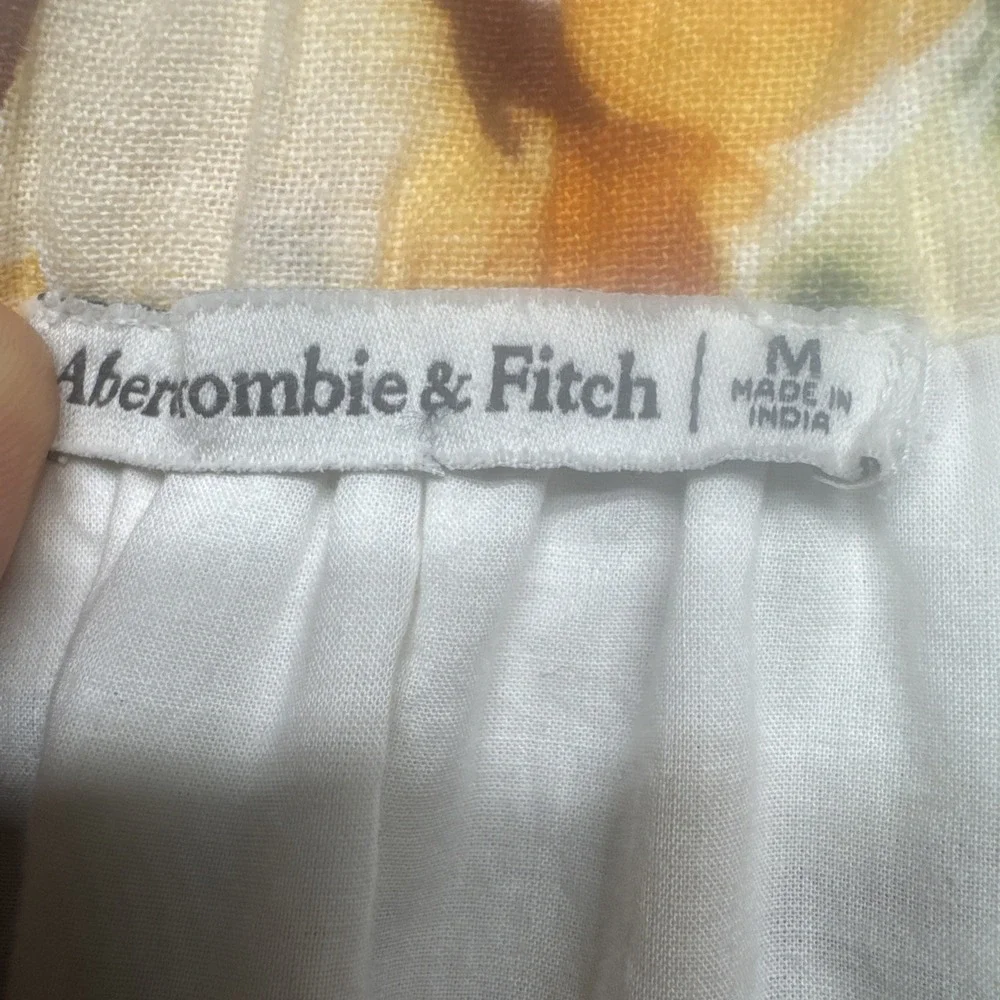Abercrombie Puff Sleeve‎ Floral Linen Babydoll Top Cottagecore 2010s Y2K Revival